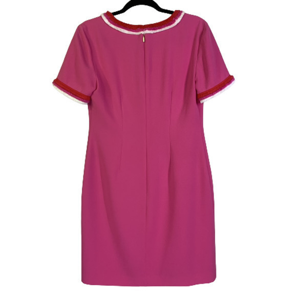 TRINA TURK Dress 4‎ Hot Pink Fringe Crepe Sheath Mini Preppy Resort Vacation - Picture 8 of 11